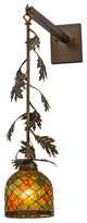 6 Wide Oak Leaf & Acorn Hanging Wall Sconce