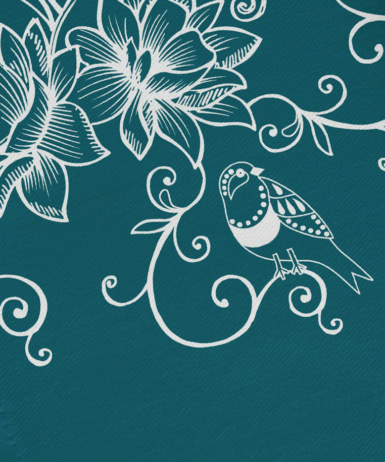 Morning Birds, Floral Print Napkin, Teal, Set of 4
