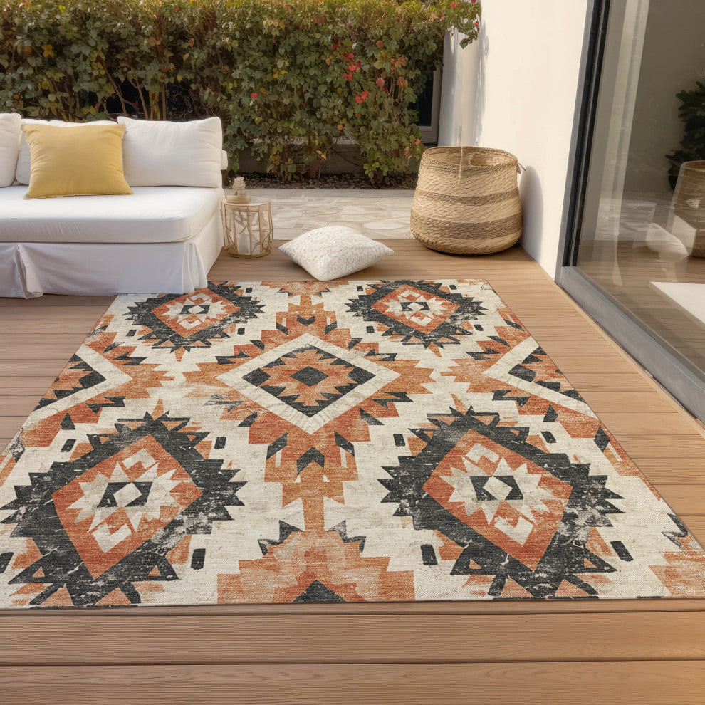 Machine Washable Indoor/Outdoor Chantille ACN1878 Clay 8' x 10' Rug