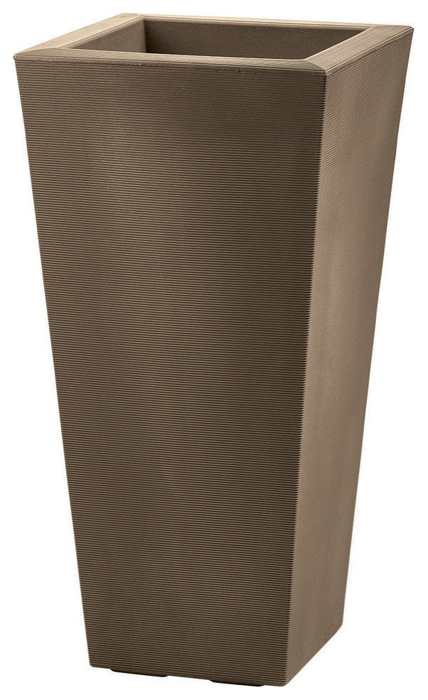 Bowery Indoor/Outdoor Tall Square Pot with Sand Cavity, Mocha, 17"