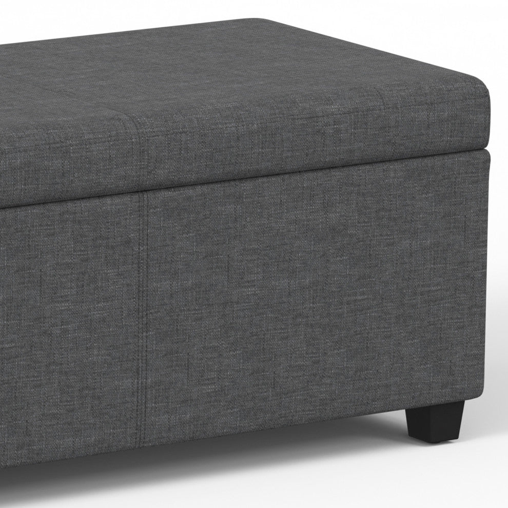 Avalon Extra Large Storage Ottoman Bench, Slate Grey