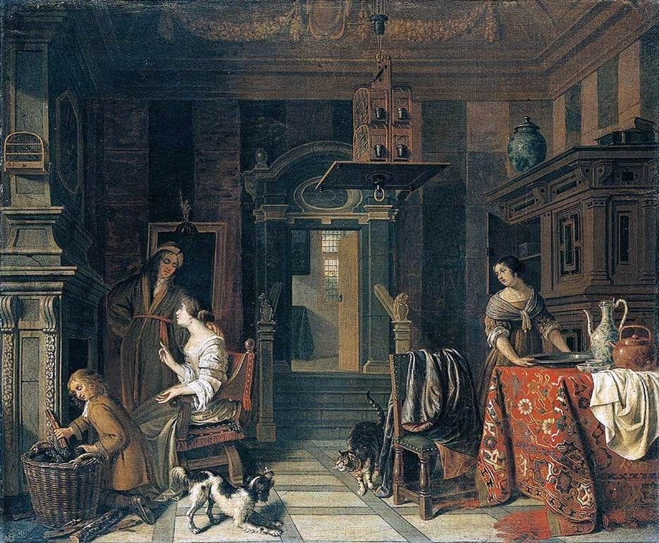 Cornelis De Man Interior of a Townhouse - 20" x 25" Premium Canvas Print