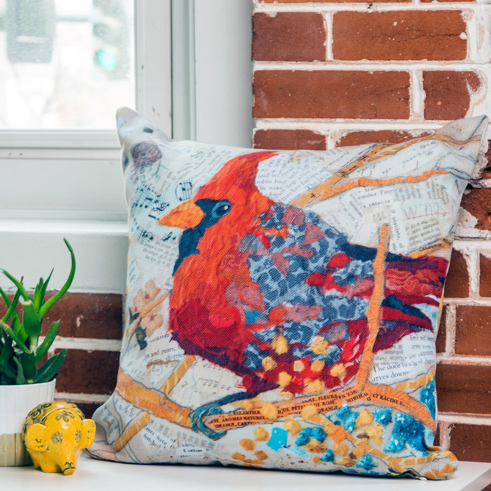 Elizabeth St Hilaire Nelson Cardinal On White Outdoor Throw Pillow, 26x26x7