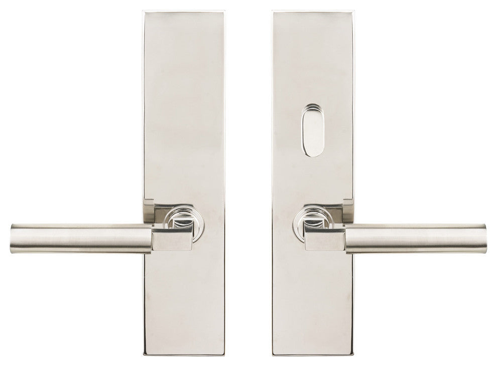 Aurora Lever Tubular Passage With Privacy Bolt, Polished/Satin Stainless Steel