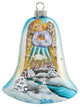 Hand Painted Scenic Glass Ornament Angel Bell