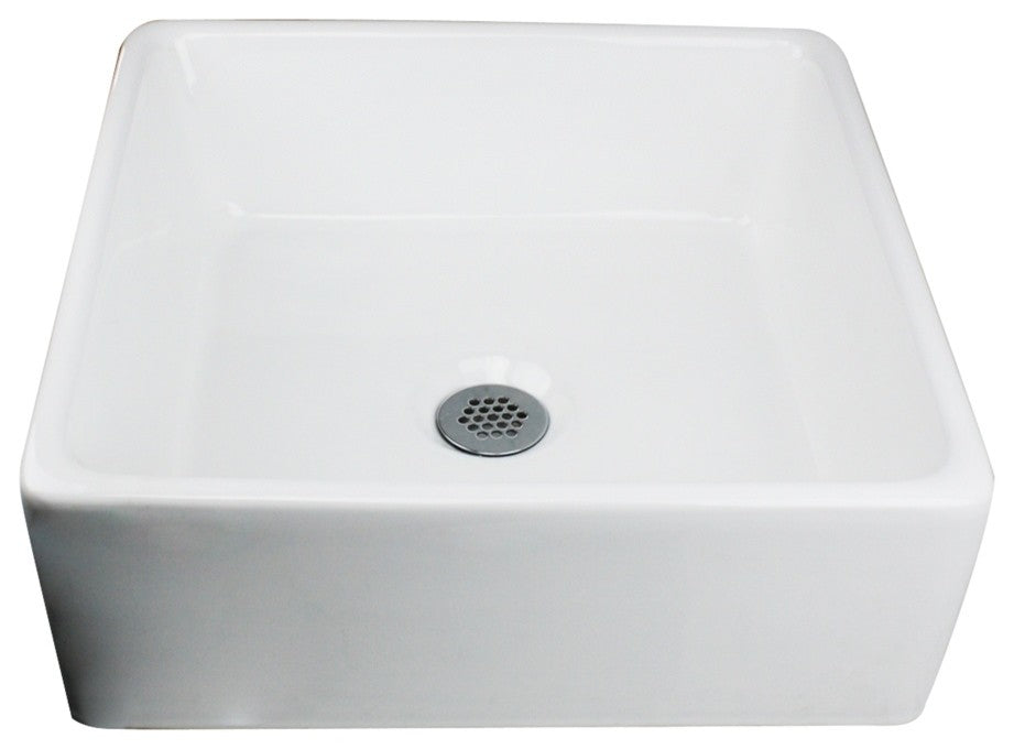 Nantucket Sinks NSV107A 15" Square Ceramic Vessel Bathroom Sink in White
