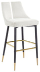 Sleek Velvet Upholstered Bar Stools With Matte Black Metal Legs, Set of 2, Cream