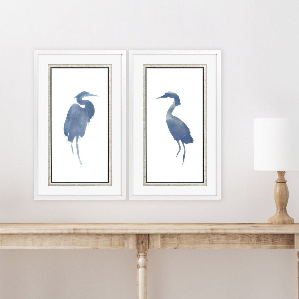 Heron in Blue Framed Art, 2-Piece Set