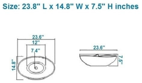 ADM Oval Countertop Vessel Sink, White, 24", Matte White