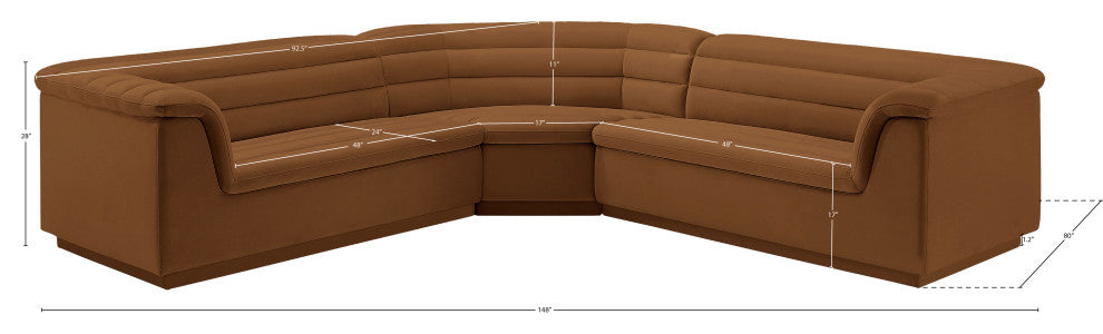 Cascade Upholstered Modular Sofa, Saddle, Velvet, Corner Sectional
