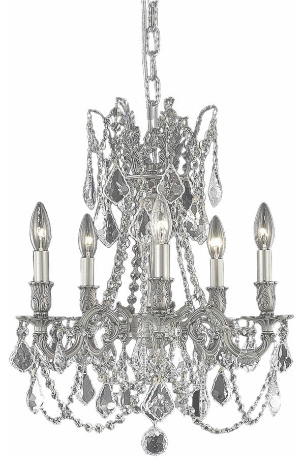 Elegant Rosalia Dining Room Light, Pewter Finish With Royal Cut Crystal