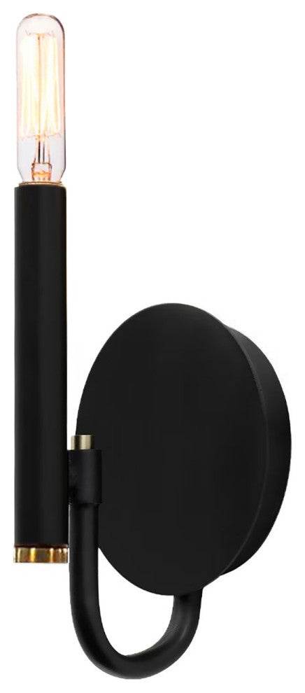 Bedford ADA 1-Light Wall Sconce Matte Black With Brass Finish