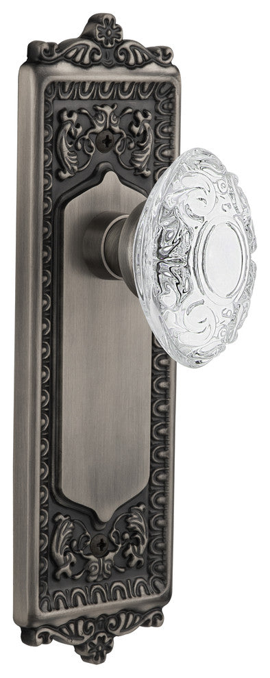 Egg and Dart Plate Double Dummy Crystal Victorian Knob, Antique Pewter, EADCVI