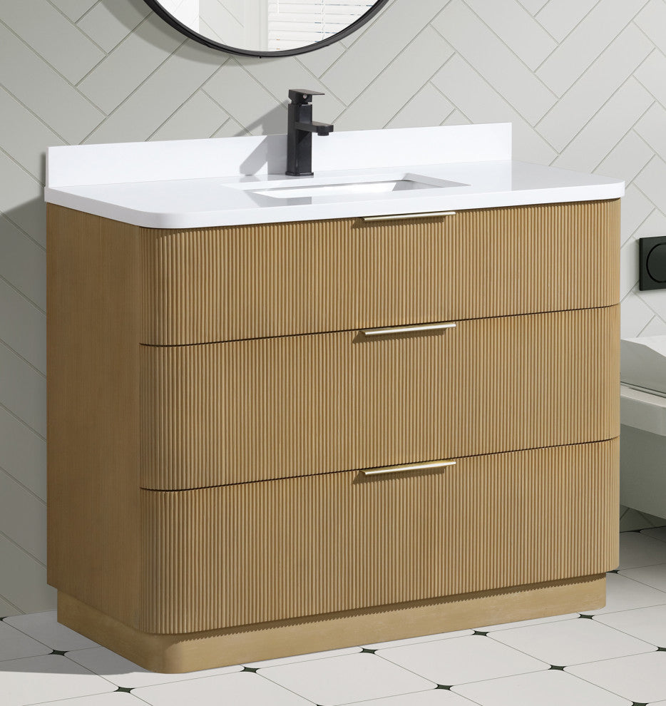 Ari Kitchen and Bath Calamigo 42" Freestanding Bathroom Vanity Oak