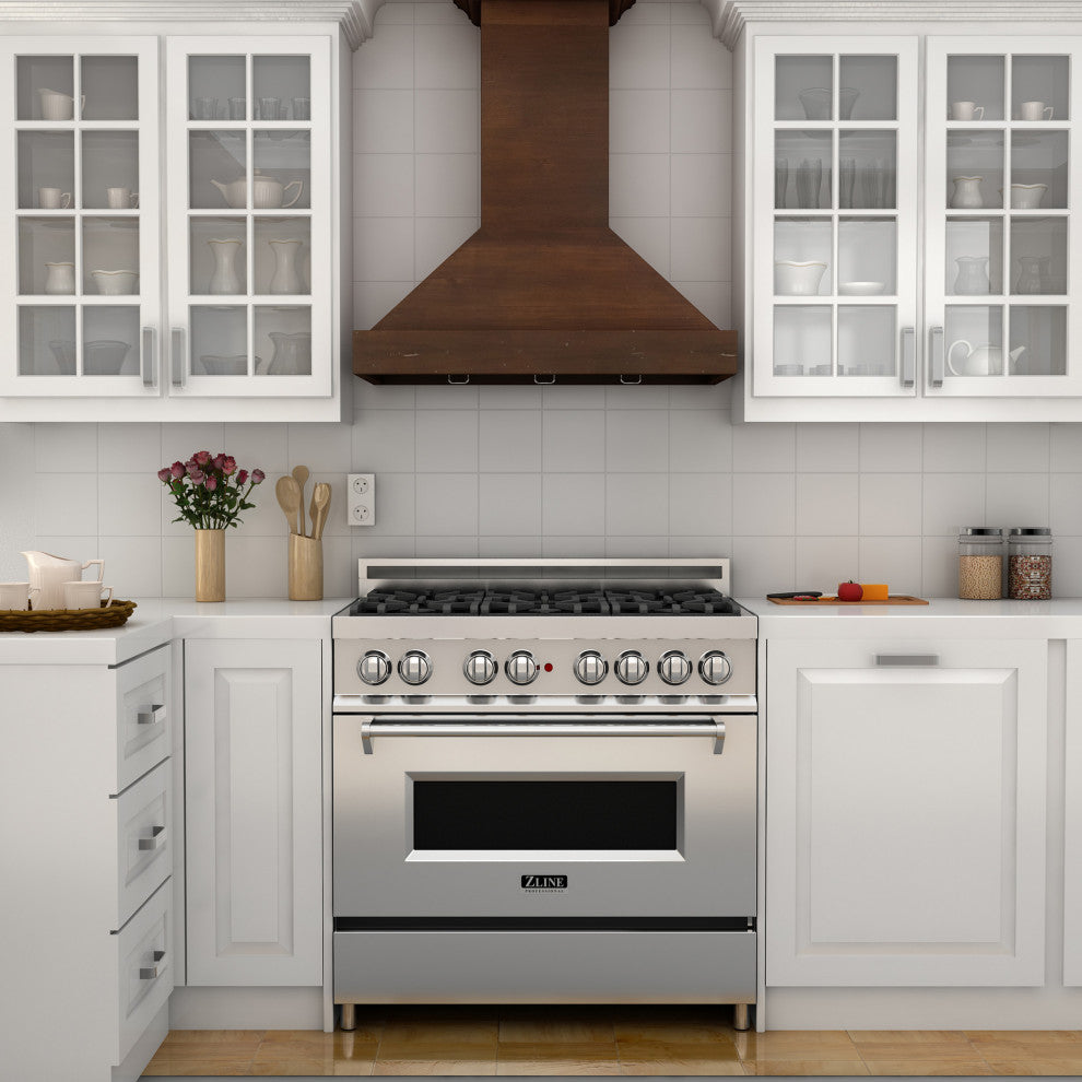 ZLINE 30 in. Wooden Wall Mount Range Hood, Walnut Includes Motor, KBRR-30