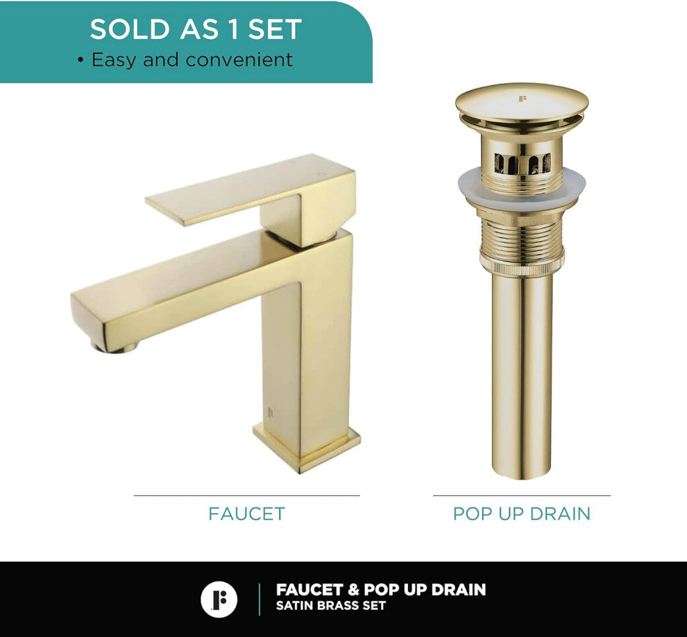 Fine Fixtures Modern Single Hole Bathroom Sink Faucet with Pop-up Drain