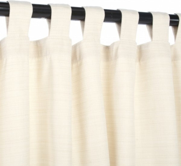 Dupione Pearl Sunbrella Outdoor Single-Panel Curtain With Tabs, 120"
