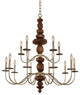 Lassen 38"x40" 15-Light Transitional Chandelier by Kalco