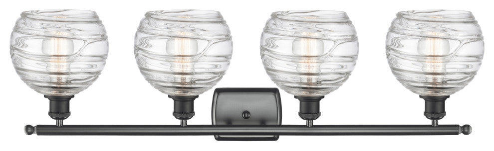 Deco Swirl 3-Light Bath Vanity-Light, Matte Black, Clear