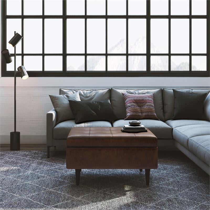 Shay Mid Century Small Square Coffee Table Storage Ottoman