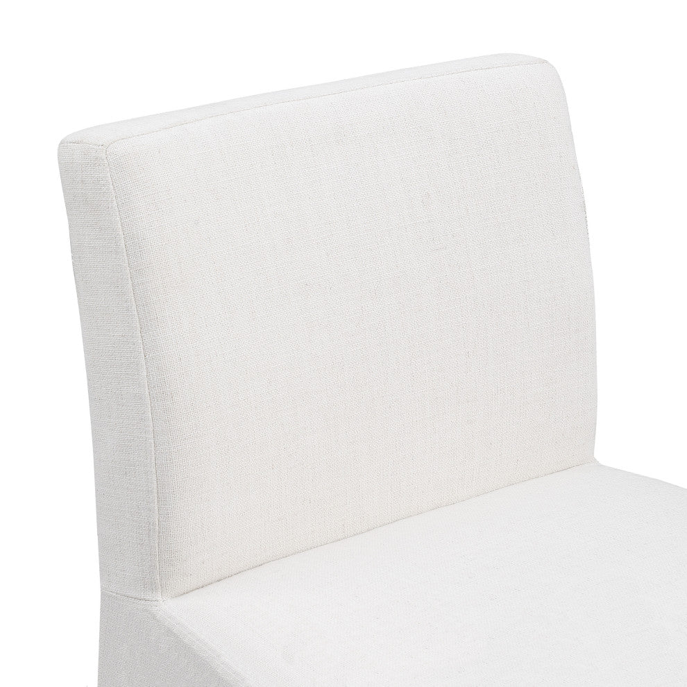 Gramercy Linen Textured Fabric Stool, Cream