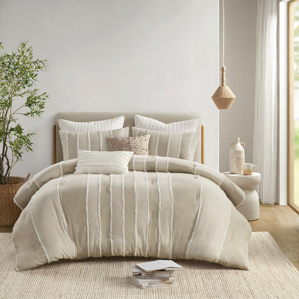 INK+IVY Shay 3 Piece Striped Cotton Comforter Set