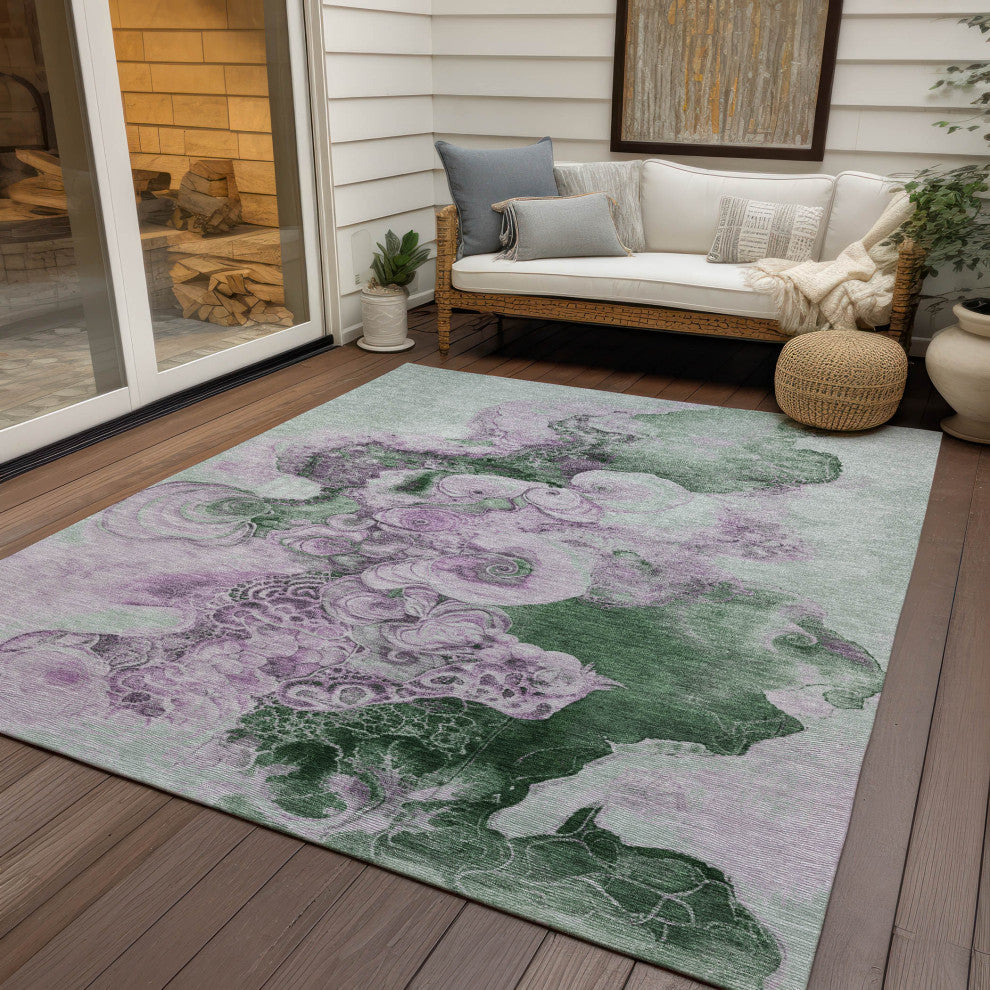 Machine Washable Indoor/Outdoor Chantille ACN1860 Sage 3' x 5' Rug