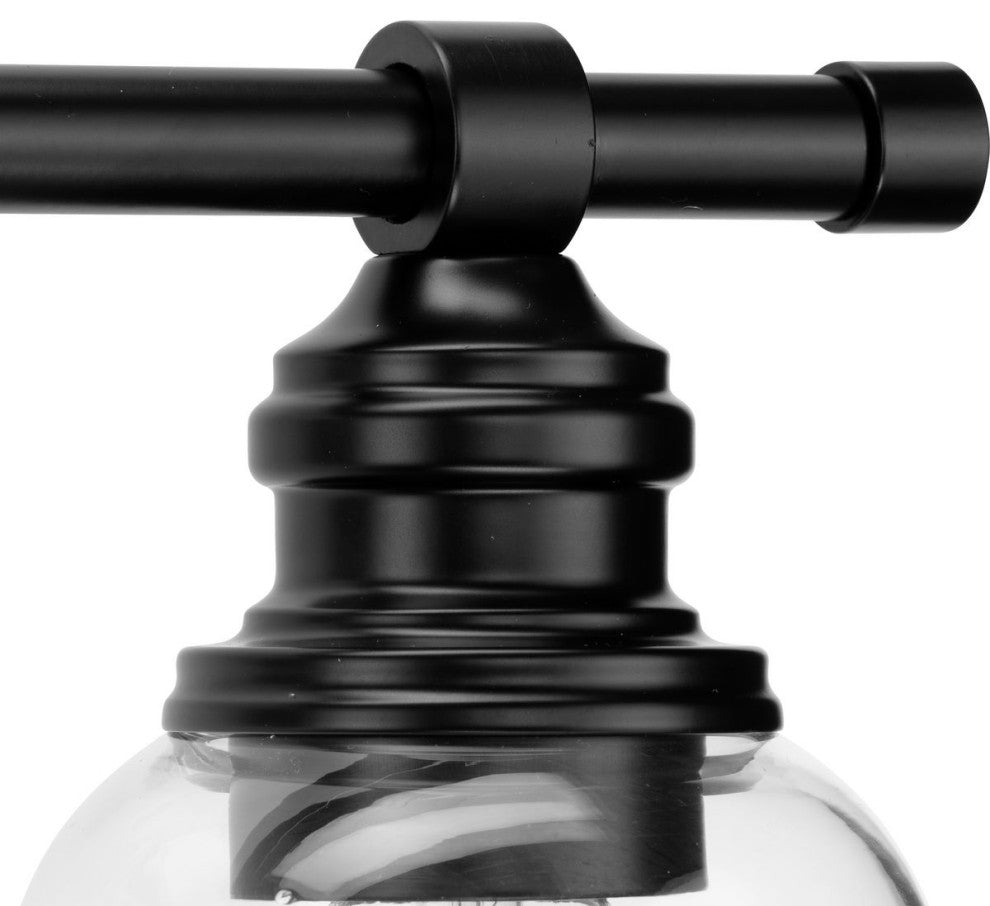 Ambrose Collection 29" 4-Light Matte Black Clear Glass Bath Vanity Light