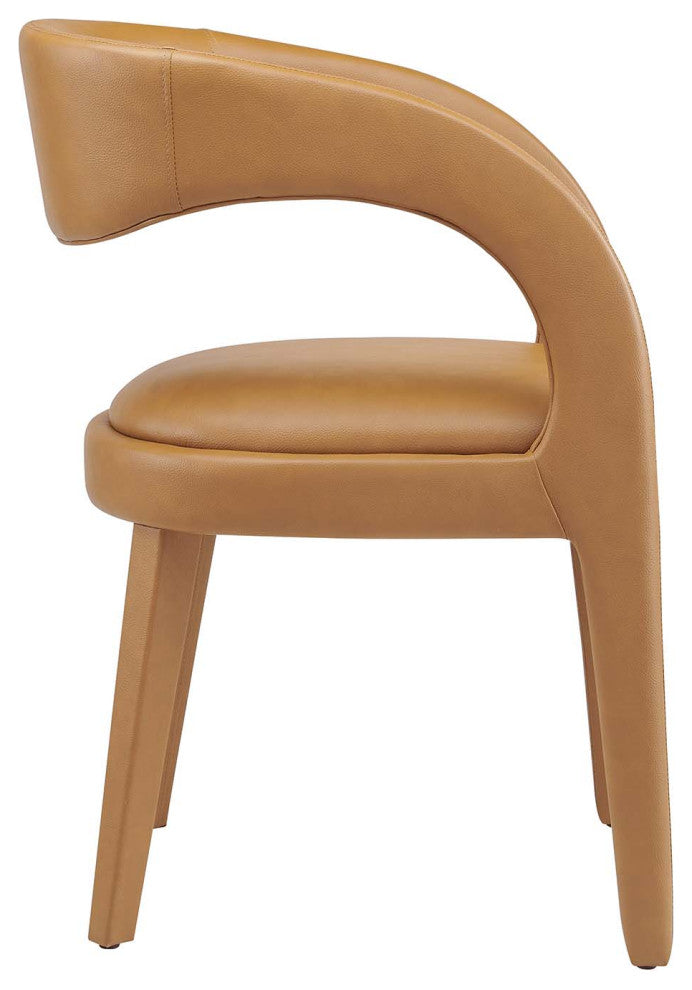 Pinnacle Vegan Leather Dining Chair Set of 2, Tan