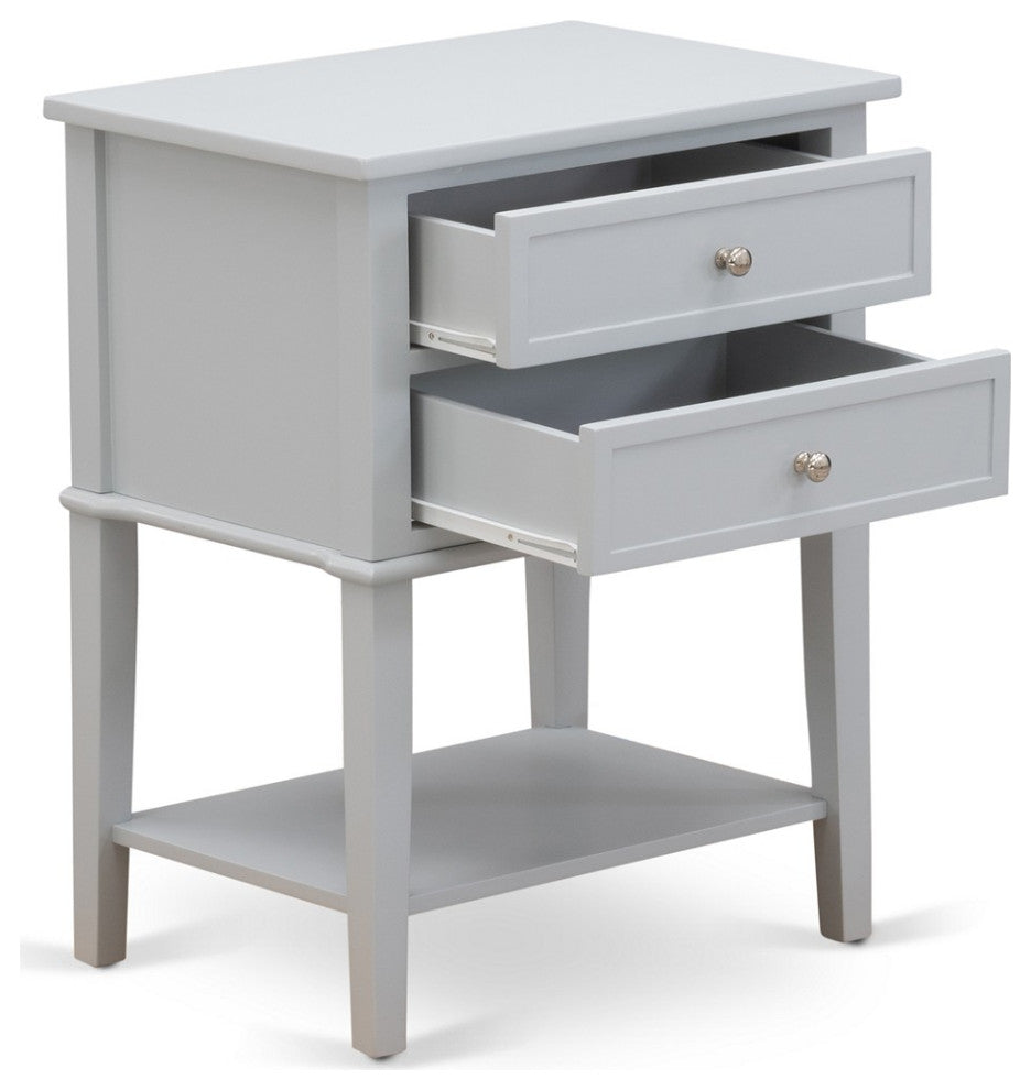 Night Stand For Bedroom, 2 Wood Drawers, Urban Gray Finish