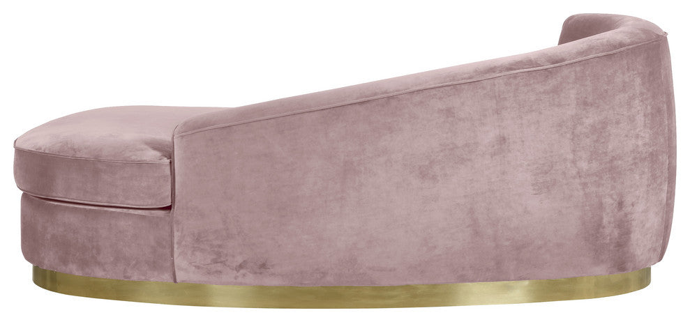Julian Velvet Upholstered Chaise, Pink, Gold Base