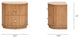Valentine 24" 2-Drawer Fluted Storage Side Table, Natural Brown Beech Wood