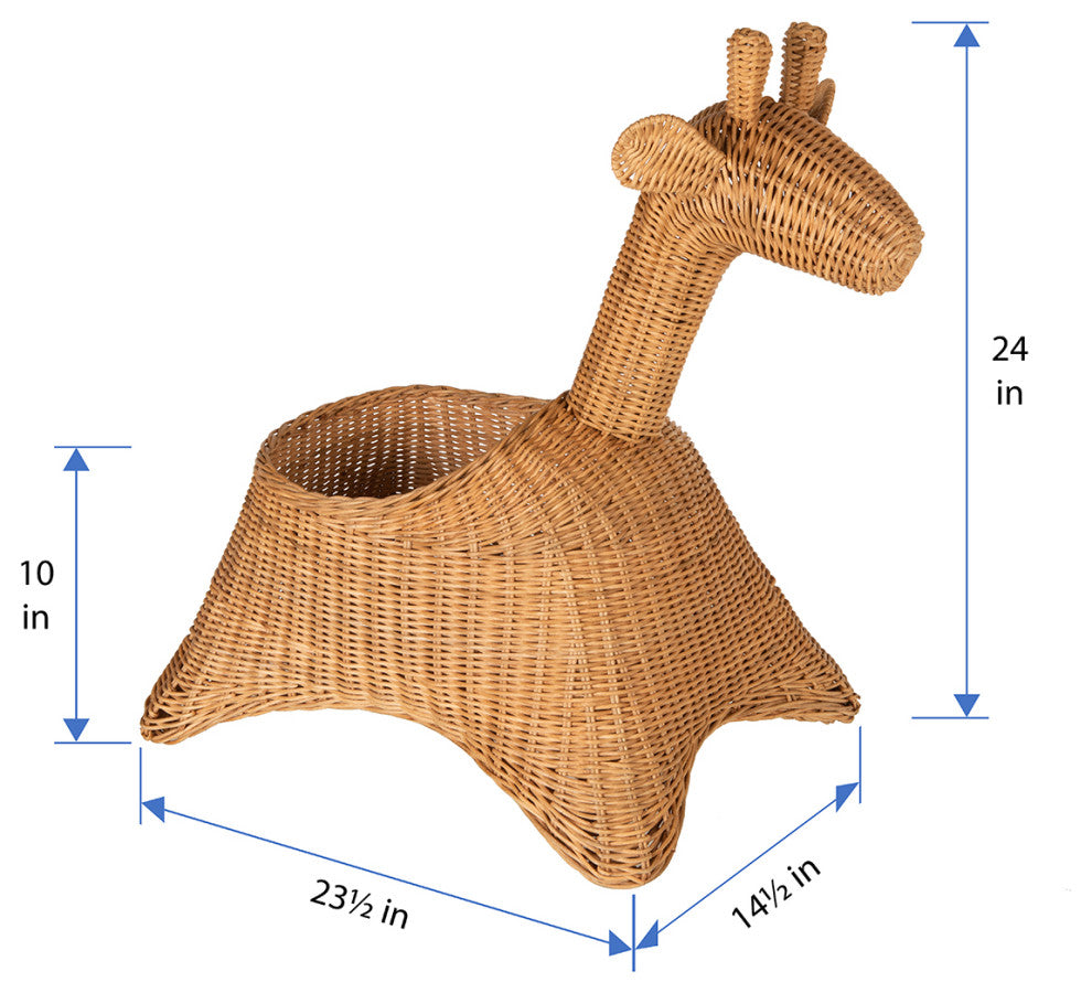 Wicker Giraffe Basket, Natural Color
