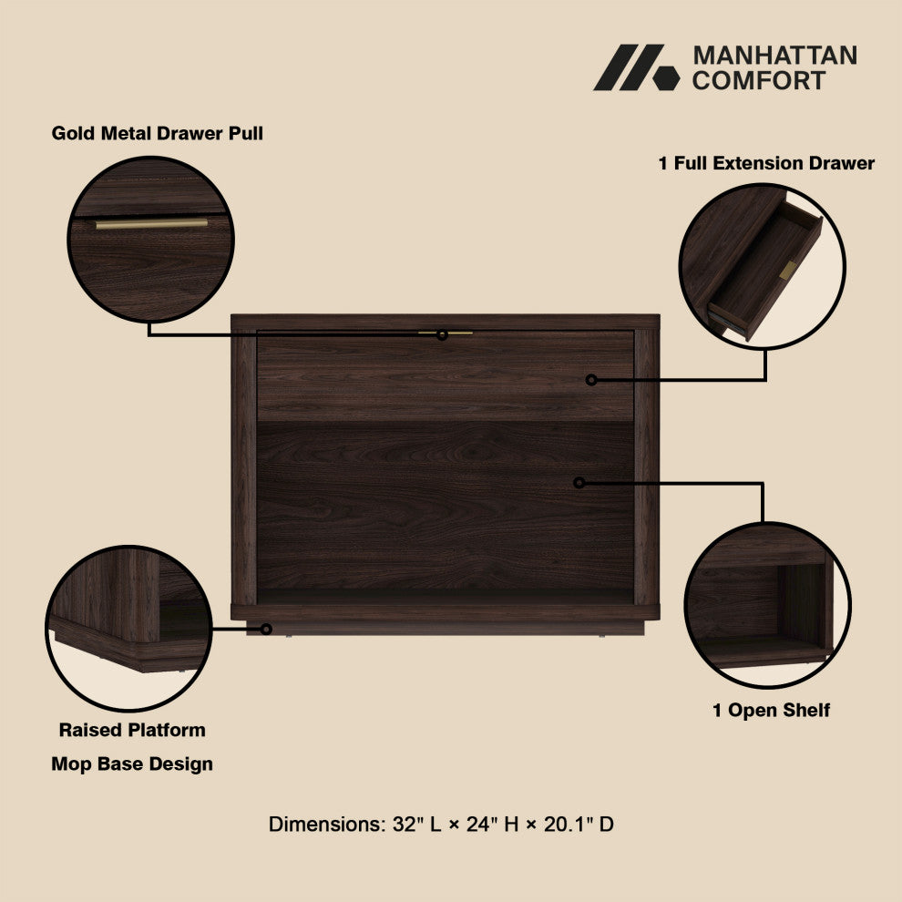 Manhattan Comfort Evelyn 32" Nightstand 2.0, Set of 2