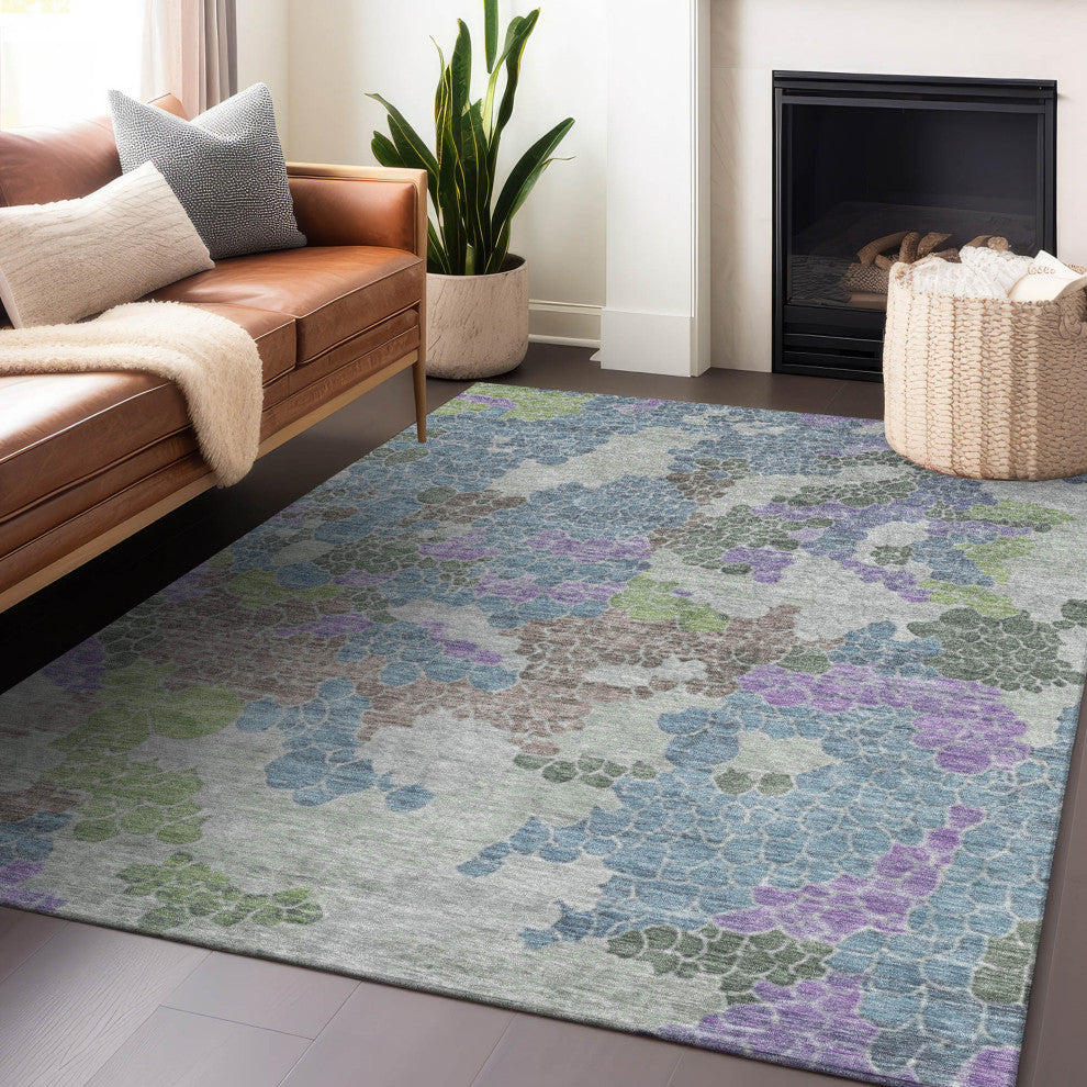Machine Washable Indoor/Outdoor Chantille ACN1906 Blue 5' x 7'6" Rug