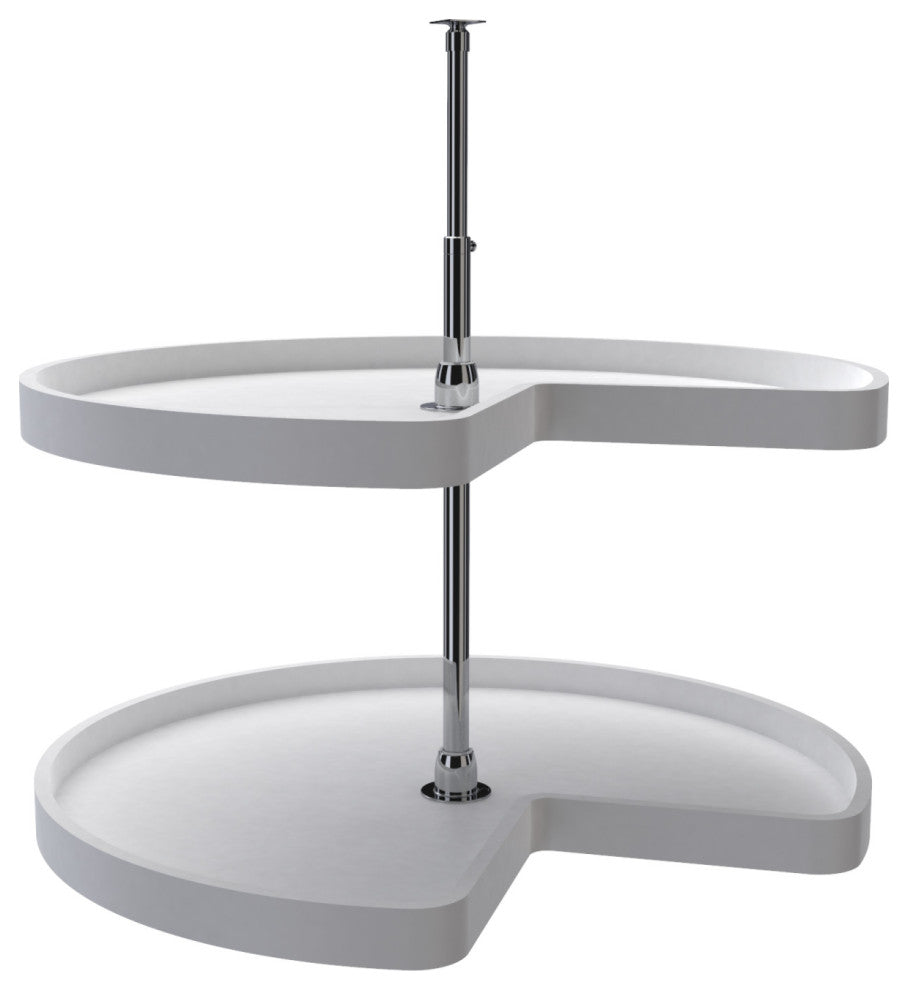 Polymer Kidney 2-Shelf Lazy Susans for Corner Base Cabinets, White, 32"W