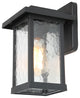 LNC 11-in Matte Black Water Proof Square Wall Sconce, Texutred Glass