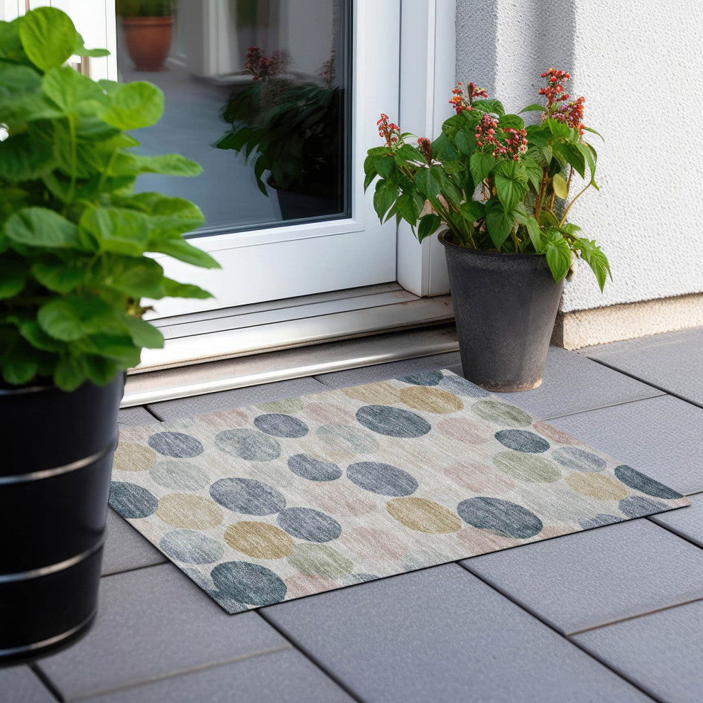 Machine Washable Indoor/Outdoor Chantille ACN1898 Beige 1'8" x 2'6" Rug