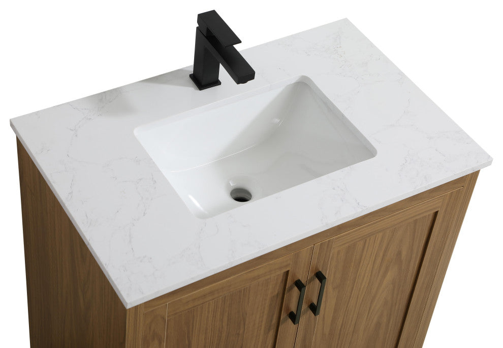 Home Living 30" Single Bathroom Vanity, Walnut Brown