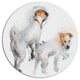Stylish White Dogs Walking, Animal Round Wall Art, 11"