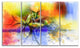 "Abstract Colorful Flower Fusion" Flower Wall Art, 4 Panels, 48"x28"