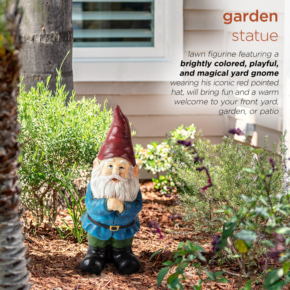 Bearded Garden Gnome Statue with Red Hat
