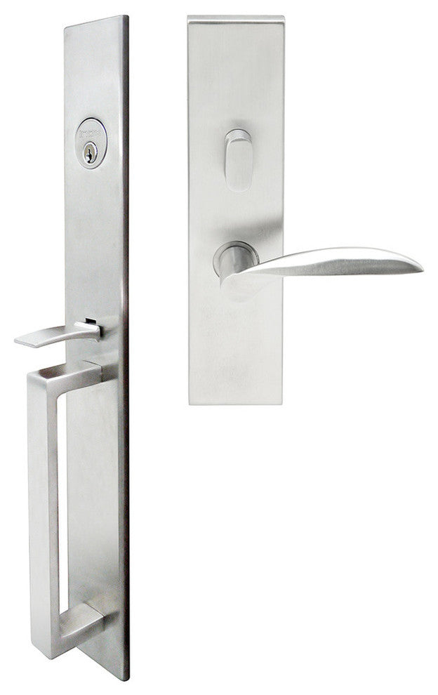 Stratus Lever, Mortise Entry Handleset, Left Hand Reverse, Satin Stainless Steel