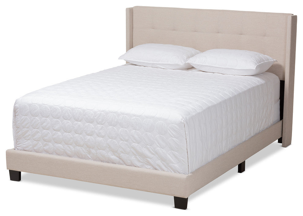 Lisette Modern and Contemporary Beige Fabric Upholstered Queen Size Bed