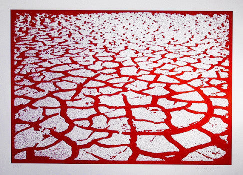 Menashe Kadishman "Red Cracks" Etching