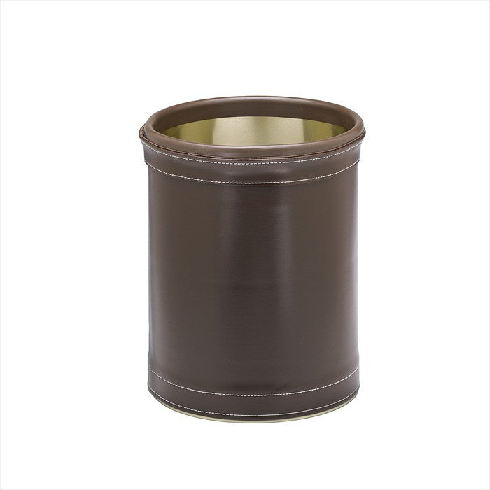 Kraftware Stitched Chocolate Round Wastebasket