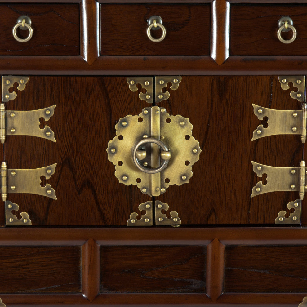 Korean Antique Style 3 Drawer End Table Cabinet