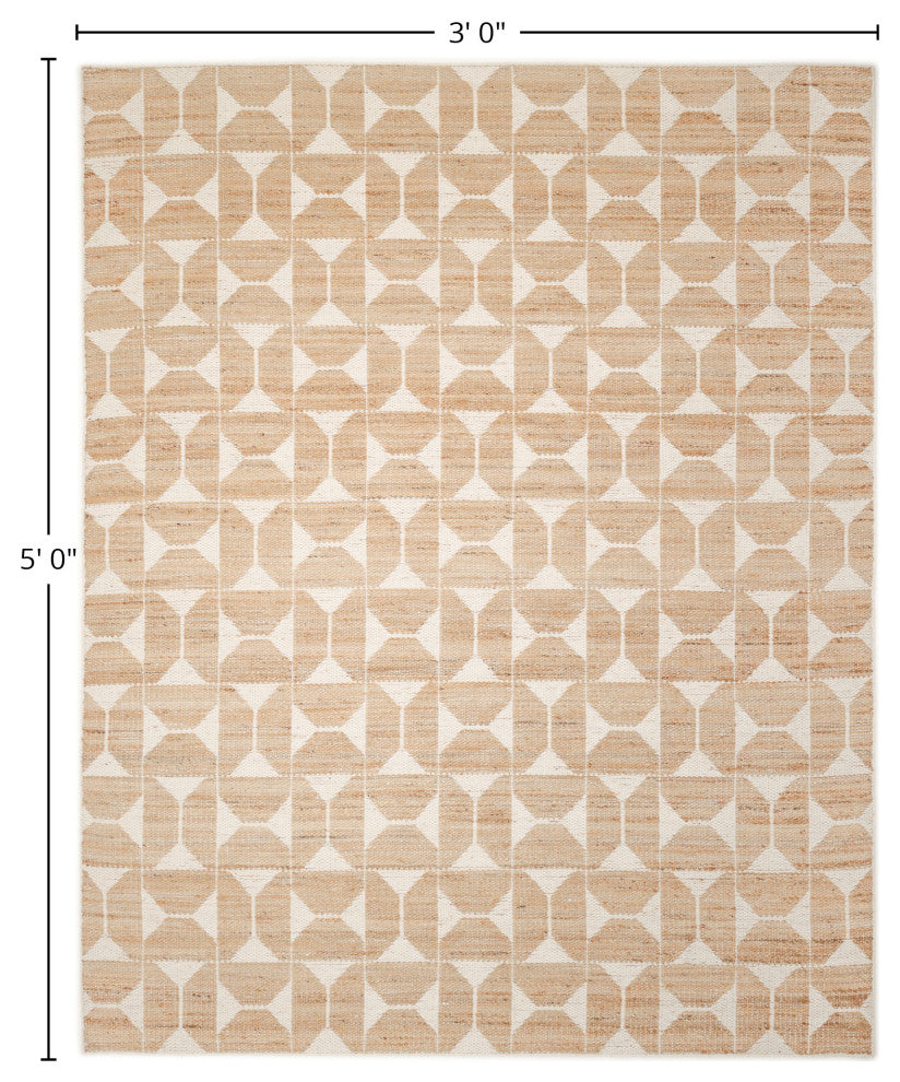 Elle Handmade Area Rug Ivory, 3' 0" X 5' 0"