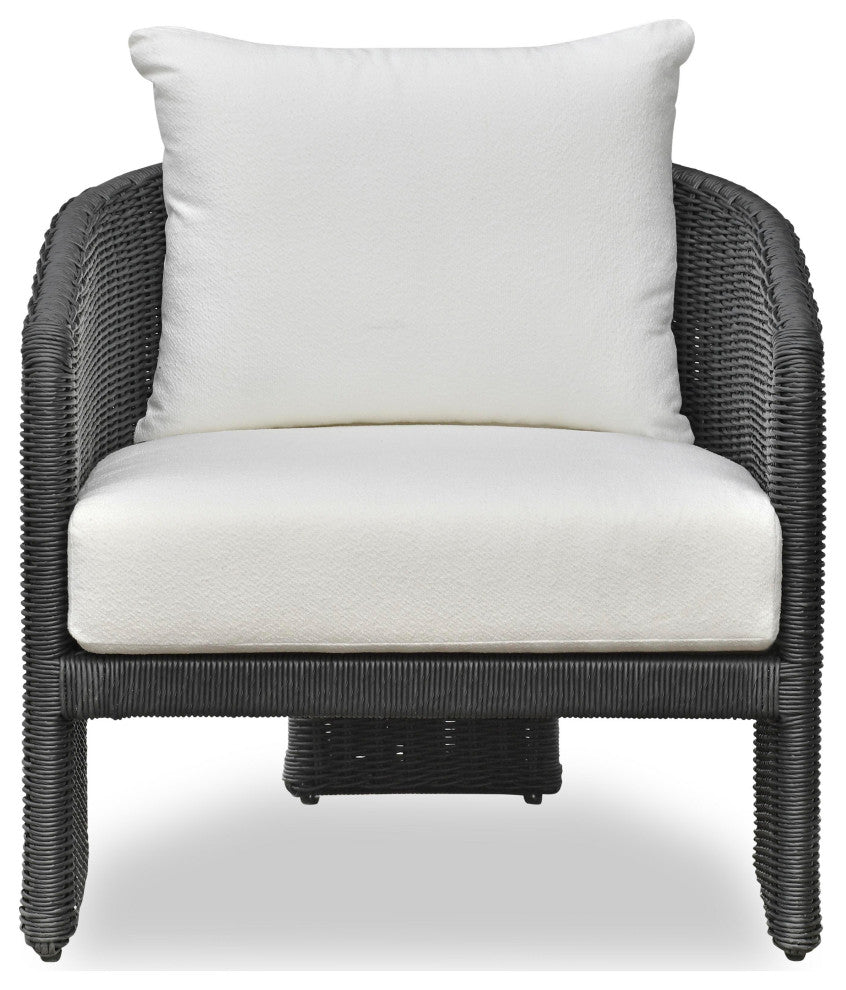 Alexa Rattan Performance Fabric Outdoor Armchair, Black