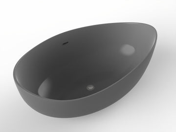 CastelloUSA Newport 71" Solid Surface Stone Resin Freestanding Bathtub, Gray